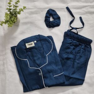 Teal Blue Linen - PJ Set