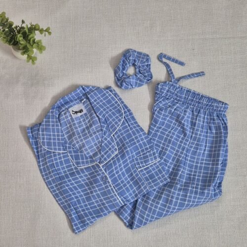 Soft Blue Plaids - PJ Set